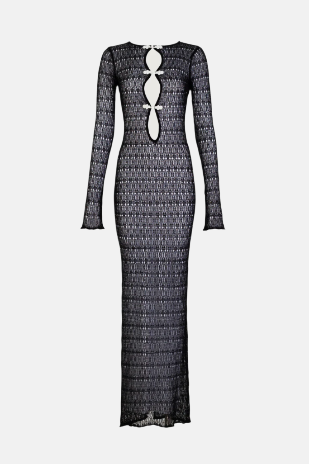 Noir Eclipse Crochet Cut-Out Maxi Dress – Black or White