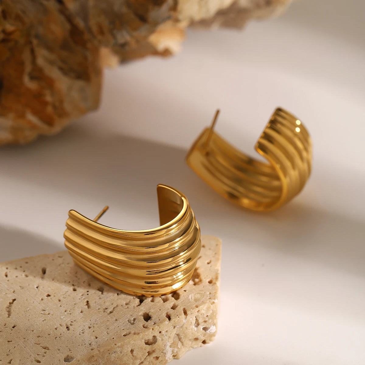 Anti-Tarnish Gold Statement Hoops