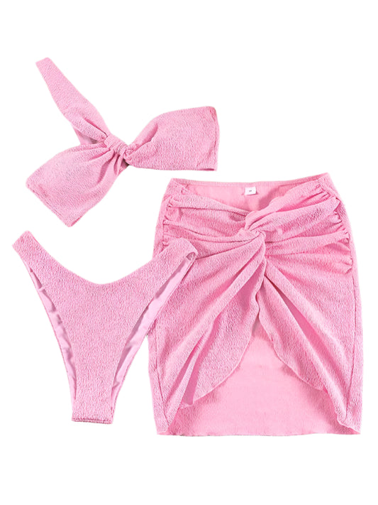 Resort-style pink twist bikini set