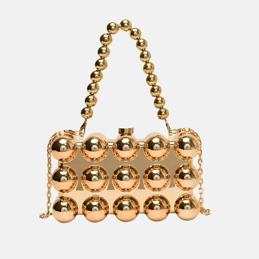 Galaxy Orb Iridescent 3D Bubble Clutch Bag – Gold Bead Chain