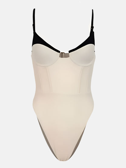 Underwire Swimsuit with Black Contrast Cups