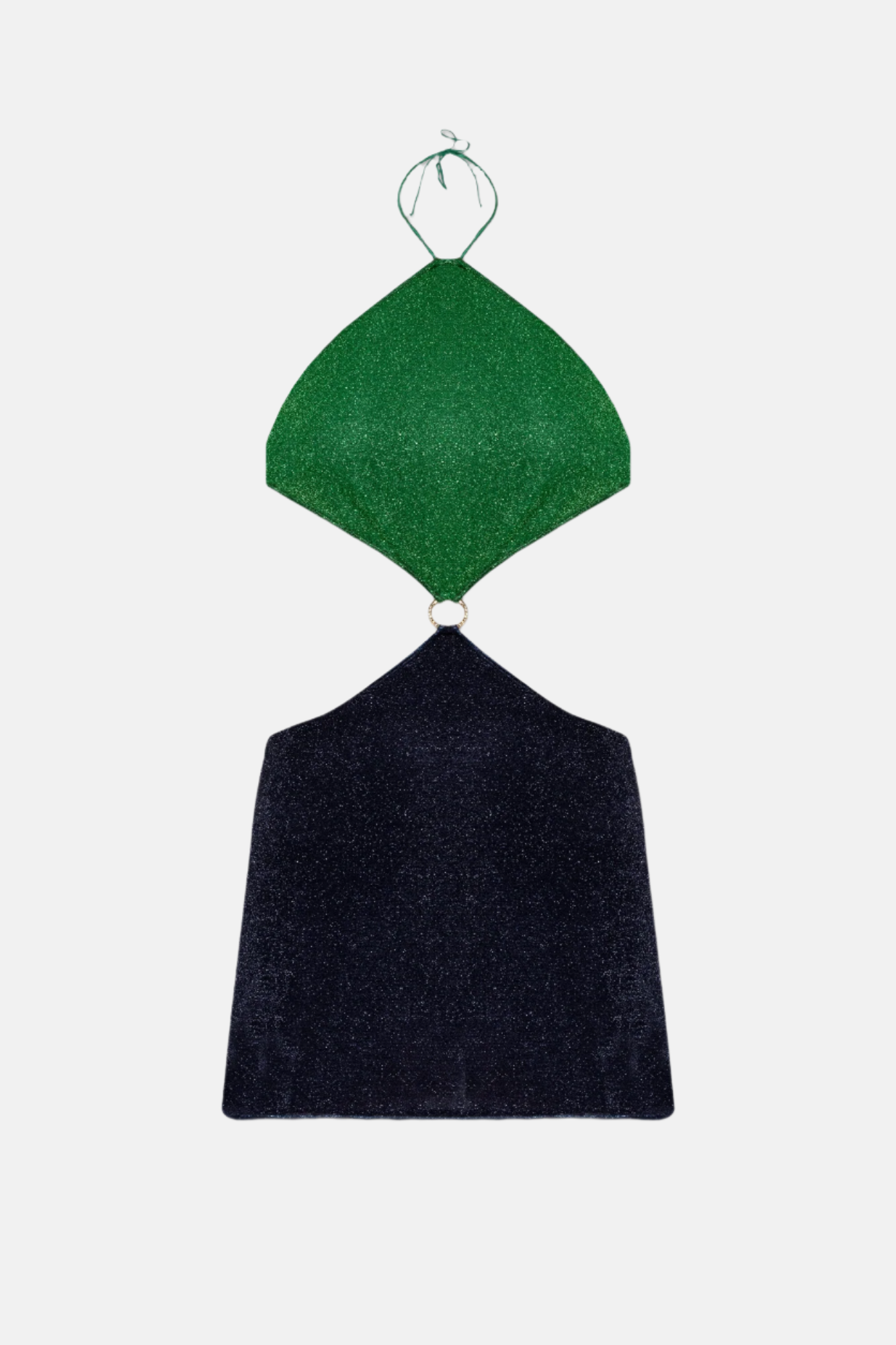 Nova Two-Tone Glitter Cut-Out Mini Dress – Green with Black