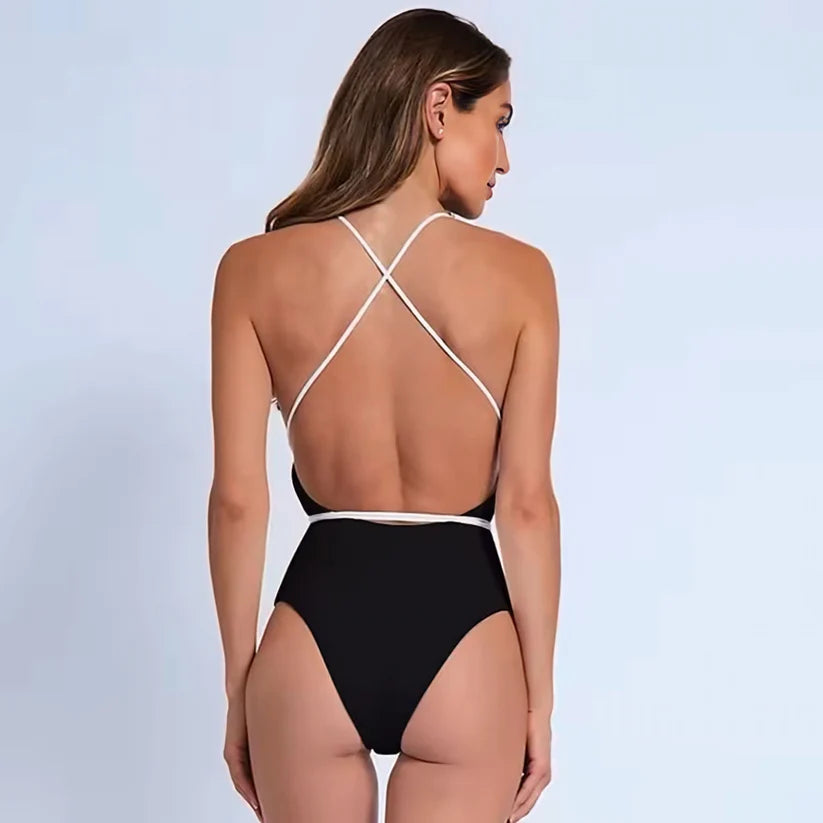 Criss-cross back one-piece swimsuit