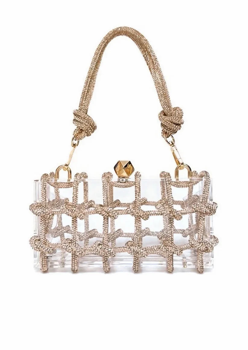 Structured evening clutch with twist-lock closure