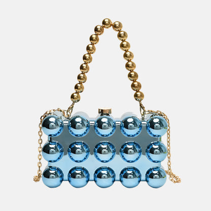 Galaxy Orb Iridescent 3D Bubble Clutch Bag – Gold Bead Chain