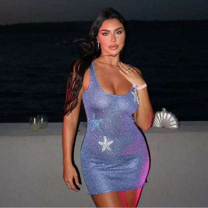 Astra Glitter Starfish Mini Dress – Blue or Pink Sequin