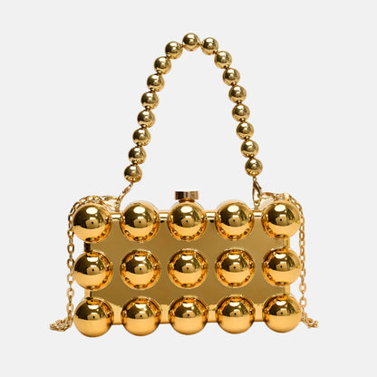 Galaxy Orb Iridescent 3D Bubble Clutch Bag – Gold Bead Chain