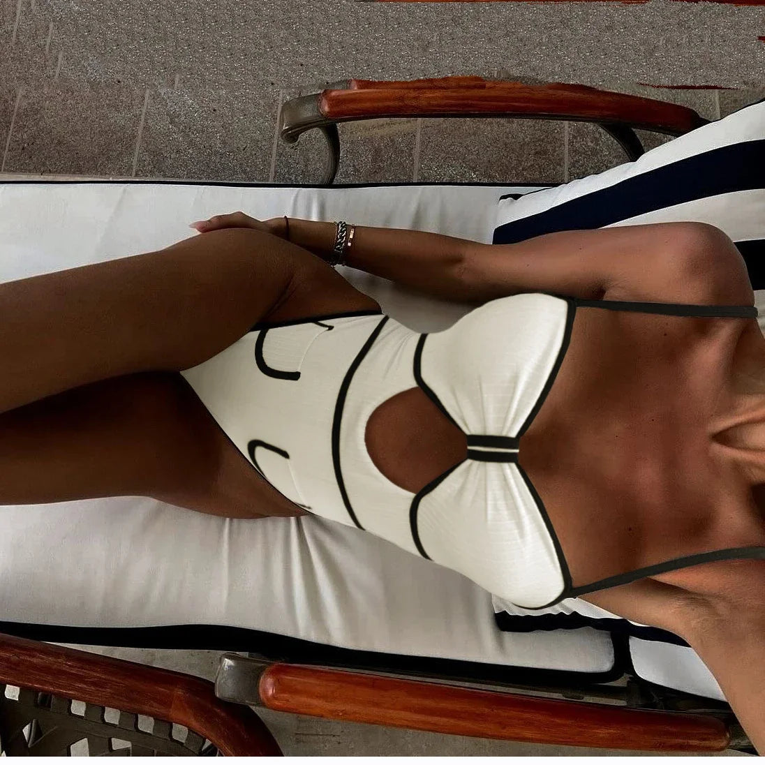 Ribbed one-piece with faux pocket detail