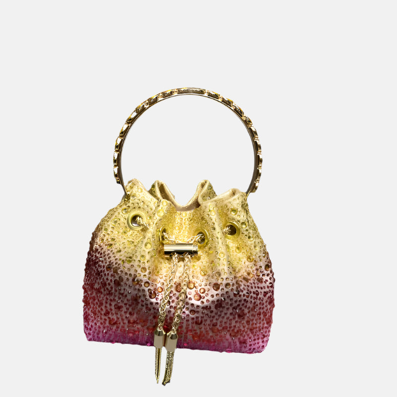 Aurora crystal evening purse gold to pink