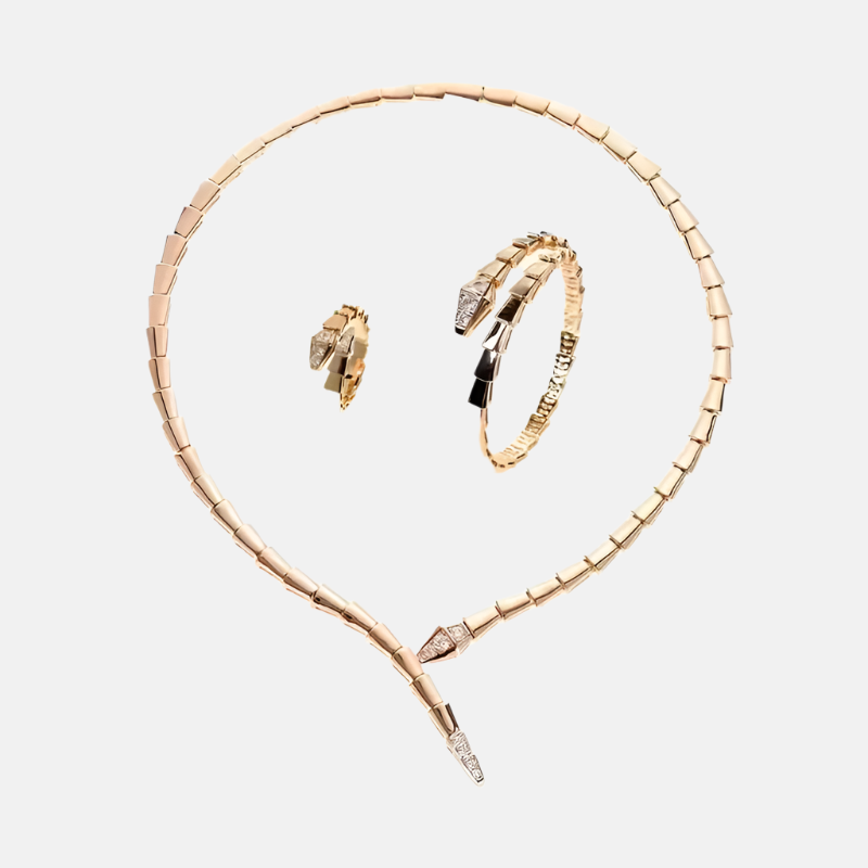 Aurora Serpent Jewelry Set – Gold Necklace, Bracelet & Ring