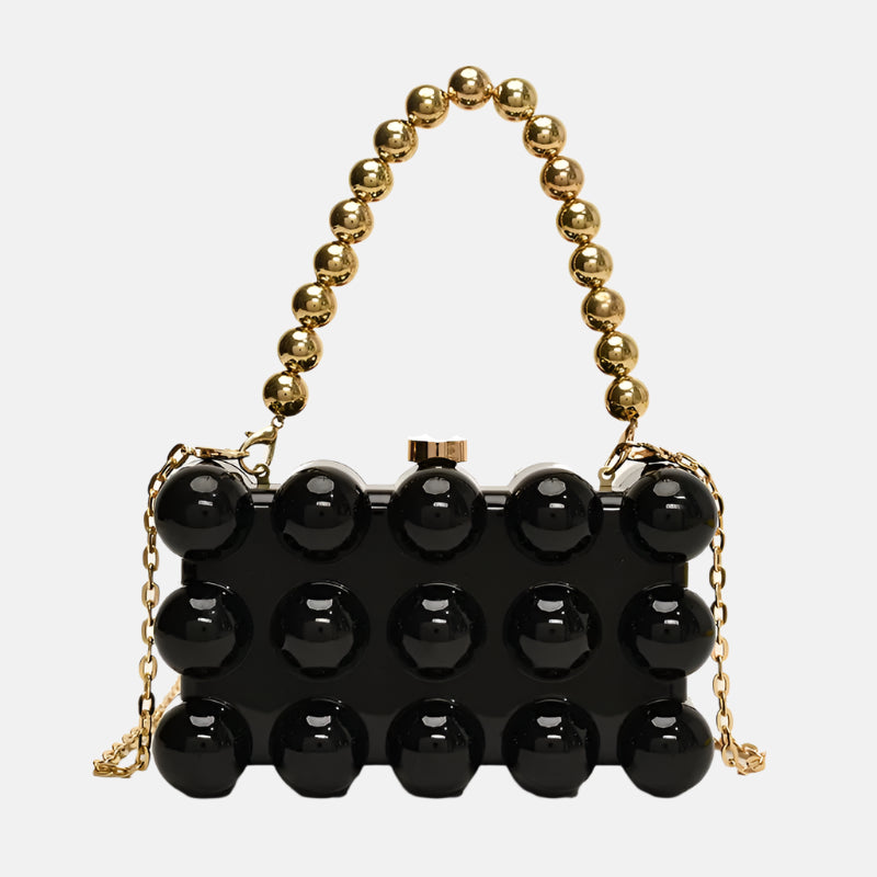 Galaxy Orb Iridescent 3D Bubble Clutch Bag – Gold Bead Chain