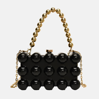 Galaxy Orb Iridescent 3D Bubble Clutch Bag – Gold Bead Chain