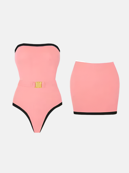 Riva Terrycloth Strapless Mini Dress – Pink