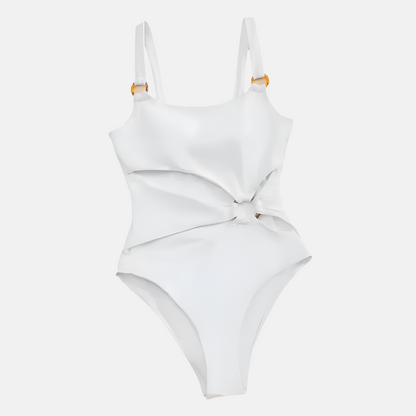 Santorini Rosette Cut-Out One-Piece Swimsuit – White