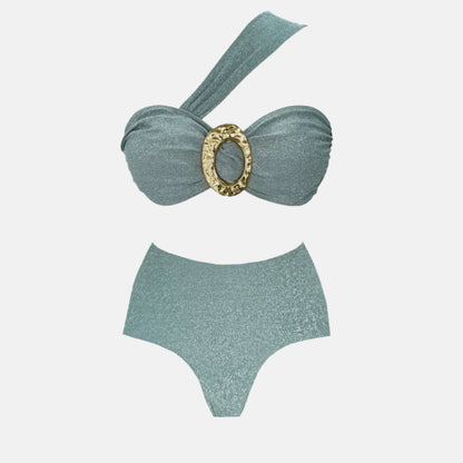 Seafoam sparkle bikini with cheeky bottoms