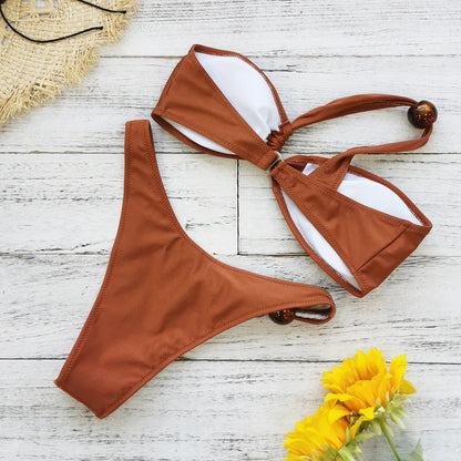 Rust shimmer bikini with resin details