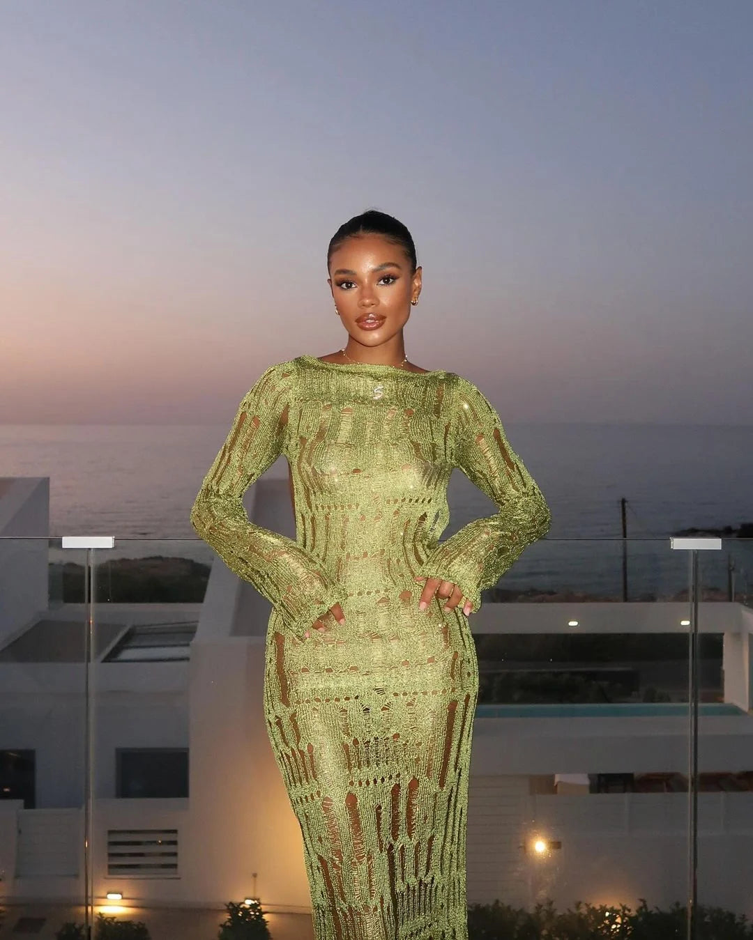 Radiant lime maxi dress with fine back straps