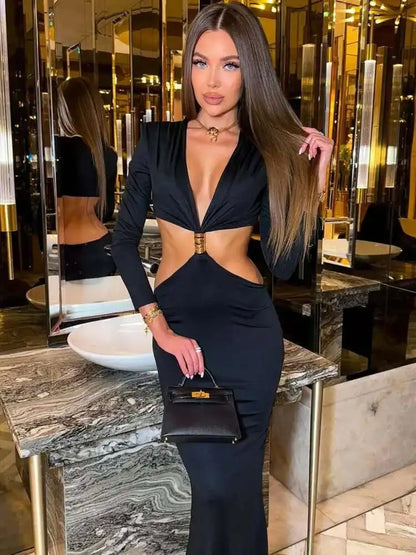 Stretch Fit Gown with Gold Ring