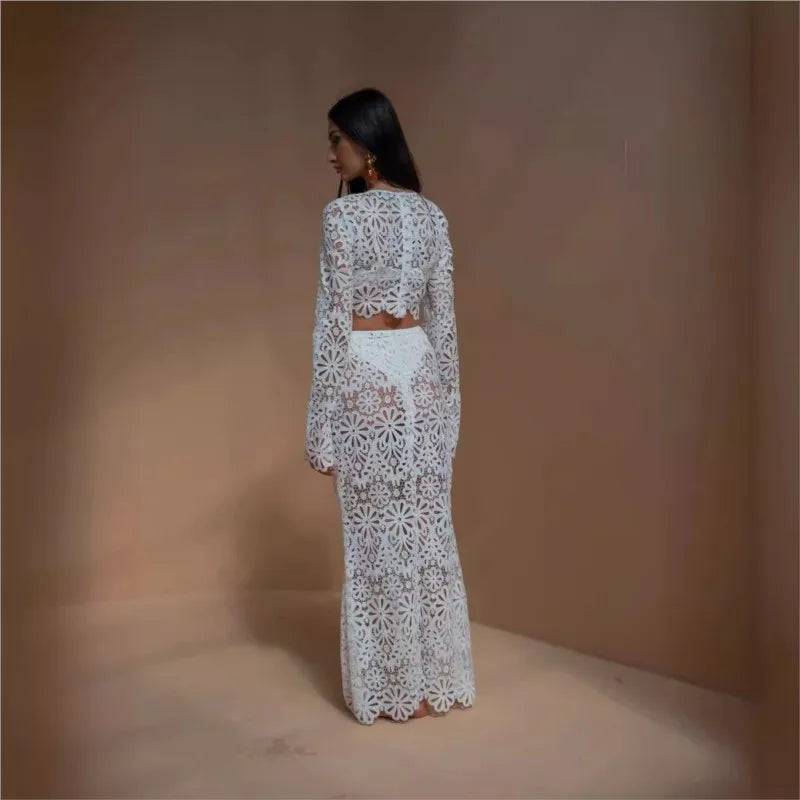 Black sheer lace co-ord for summer