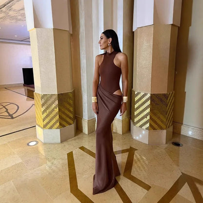 Minimalist Two-Tone Maxi Dress with Mock Neck