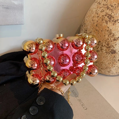 3D bubble texture handbag in metallic finish