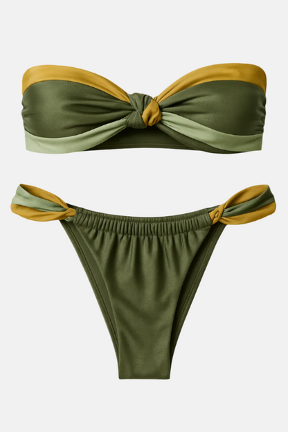 Verde Dual-Tone Bandeau Bikini – Olive Ombre