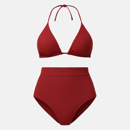Leonie Bright Red Bikini Set – Adjustable 2-Piece Swimwear