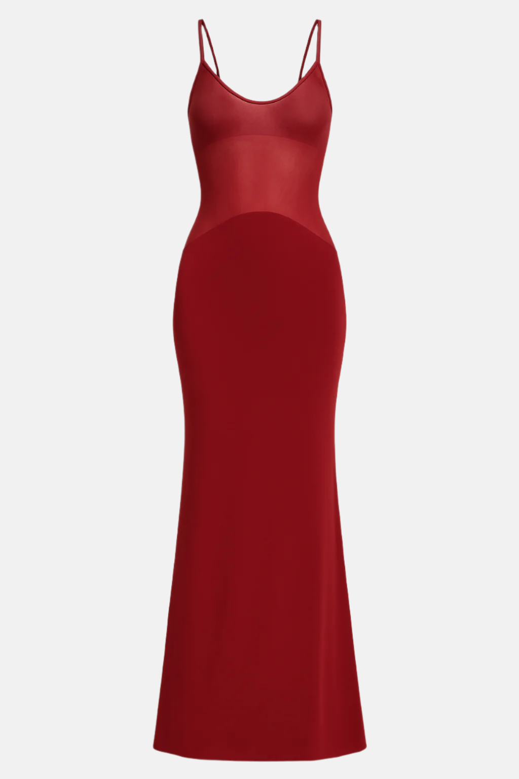 Nova Sheer Waist Panel Bodycon Maxi Dress – White or Red