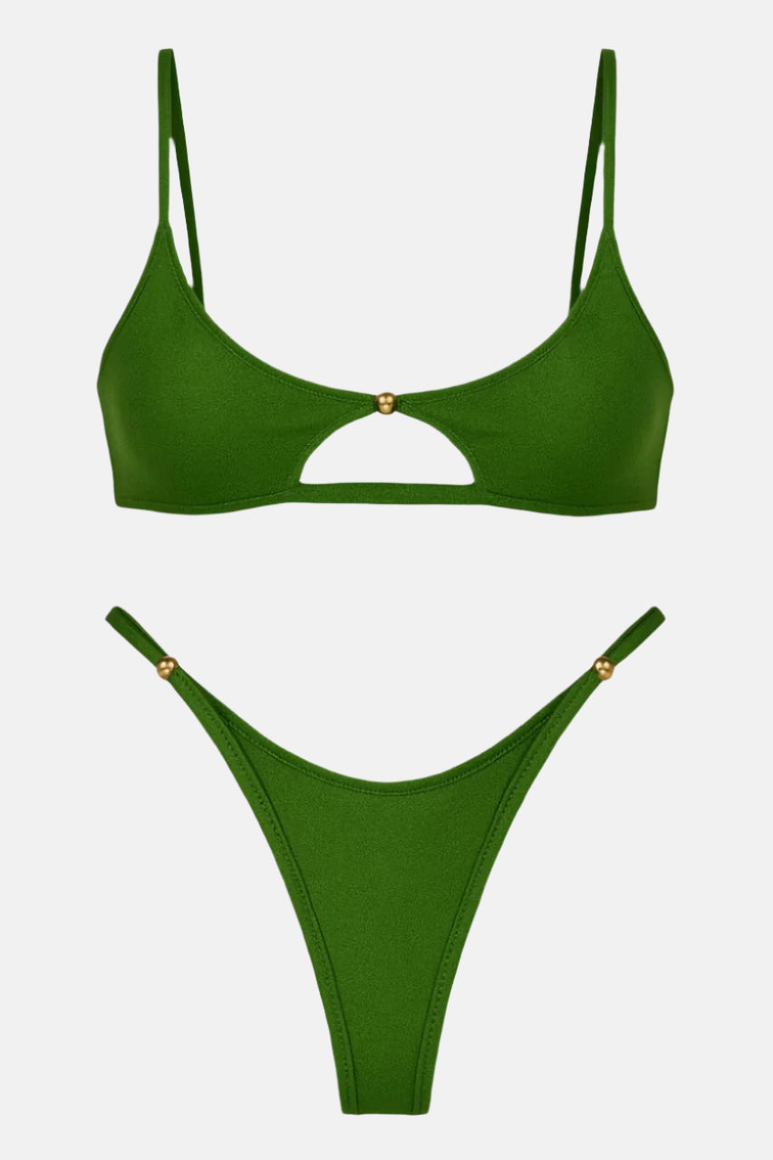 Verde Jewel Bikini Set – Emerald Green Shimmer Two-Piece
