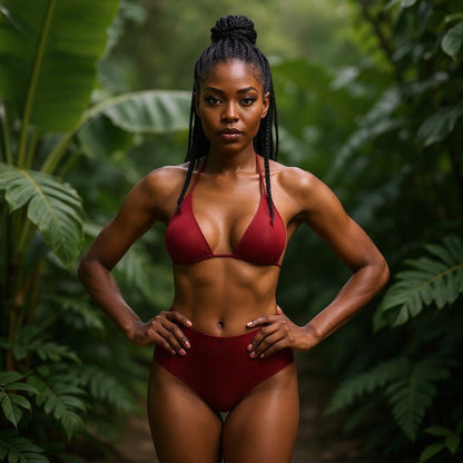 Leonie Bright Red Bikini Set – Adjustable 2-Piece Swimwear