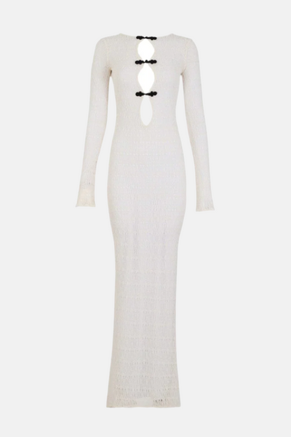 Noir Eclipse Crochet Cut-Out Maxi Dress – Black or White