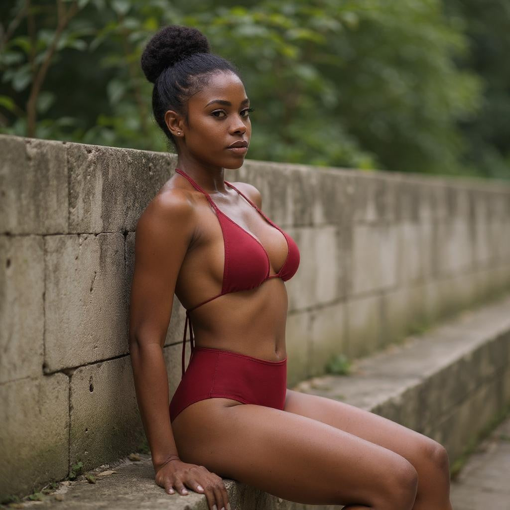 Leonie Bright Red Bikini Set – Adjustable 2-Piece Swimwear