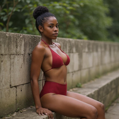 Leonie Bright Red Bikini Set – Adjustable 2-Piece Swimwear